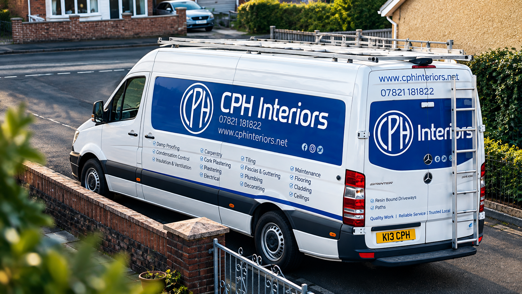 CPH Interiors branded Mercedes Sprinter van parked outside a property